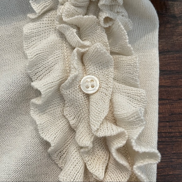 BCBGMaxAzria white ruffle front cardigan Sz S BCBG Max Azria exaggerated ruffle - Picture 7 of 11